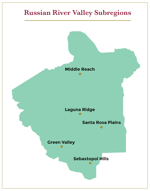 The Russian River Valley has five main subregions.